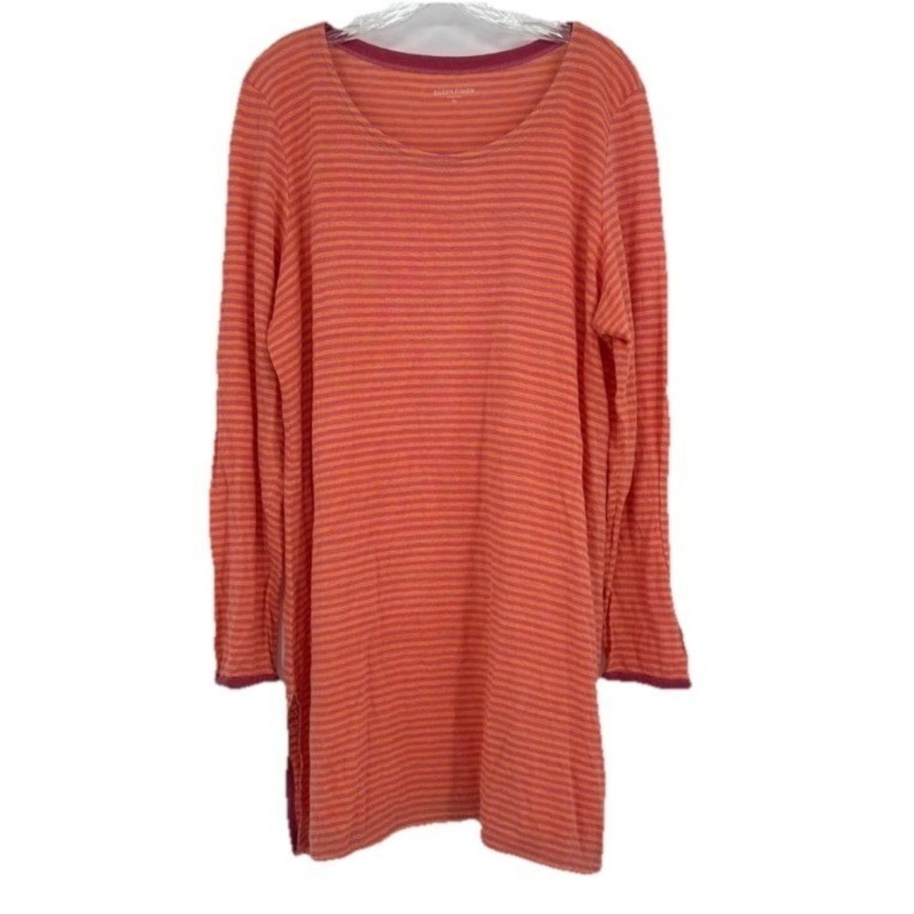 Eileen Fisher Orange Striped Linen Tunic Top Size PL capsule
